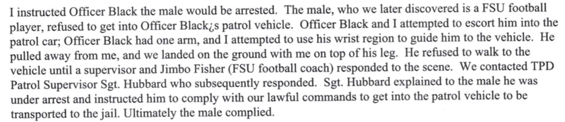 Illustration for article titled Cop: Mario Pender Said He Wouldn't Comply With Arresting Officers Until Jimbo Fisher Showed Up